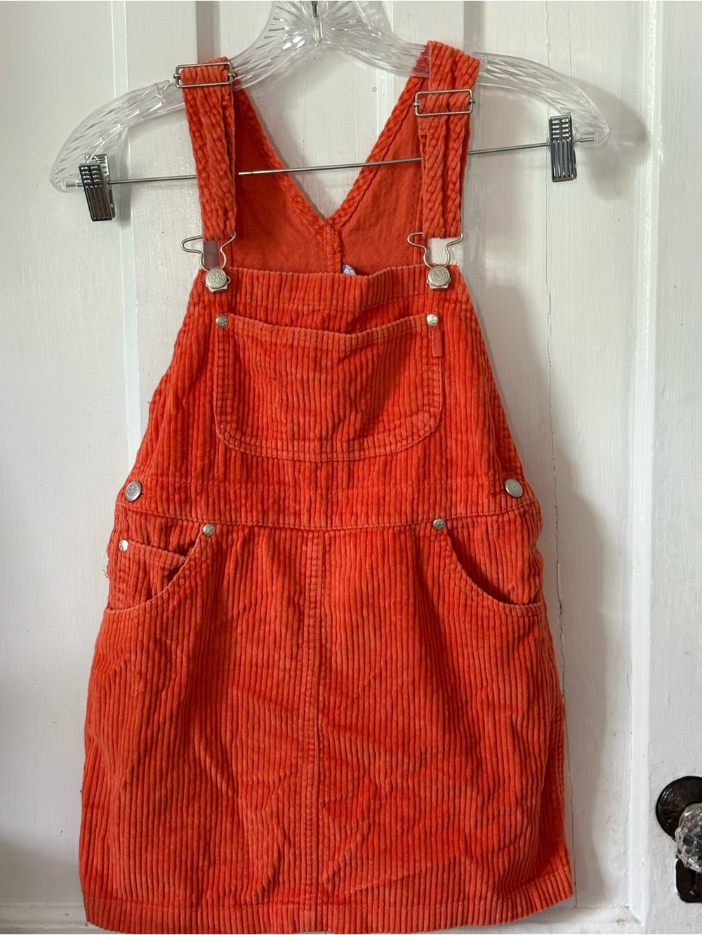 Old Navy Bright Orange Corduroy Overall Dress for Kids